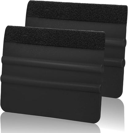 Squeegee for Vinyl, 2 Pcs Vinyl Squeegee with Extra 2 Felt Replacements, 4 Inch Vinyl Wrap Tools for Car Wrap, Craft Sign Making, DIY Crafting, Window, Black