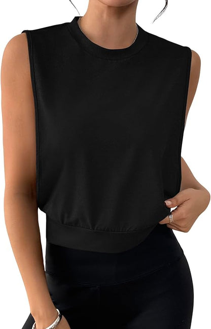SOFIA'S CHOICE Women Workout Crop Tank Tops Cropped Sleeveless Muscle Shirt Gym Yoga Running