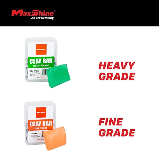 Maxshine 2-Pack Magic Clay Bar (50g Each) Heavy Grade Material for Car Clay Bar Auto Detailing - Cleans & Removes Surface Contaminants Paintwork, Glass, Plastic, Metal Surface (2-Pack Heavy Grade)