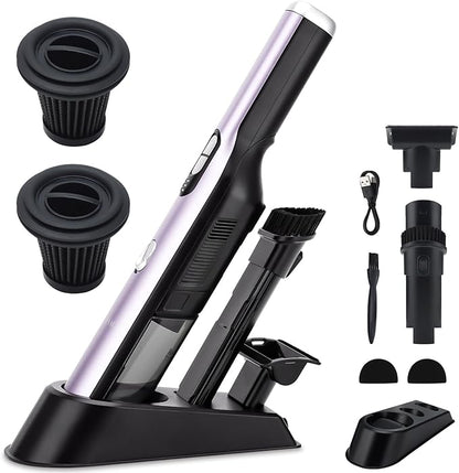 Handheld Vacuum Cordless, Car Vacuum Cleaner 18KPa High-Power Suction, Portable Hand Vac with Washable HEPA, LED Light,Storage Dock, Dust Buster for Office Home Desk, Pet Brush for Pet Hair,Rose Gold