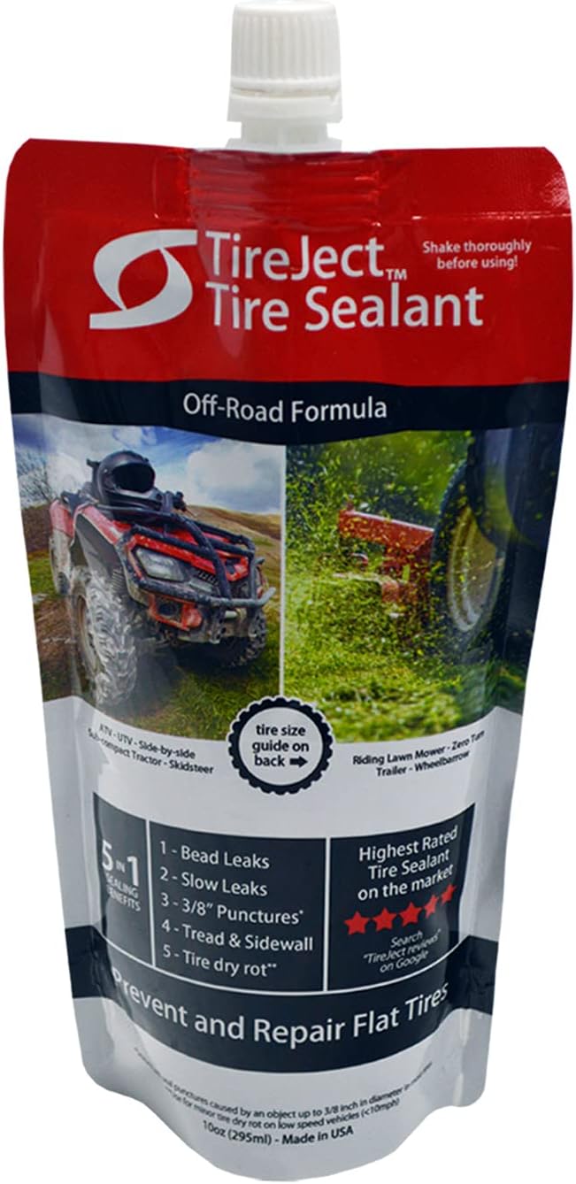 TireJect Tire Sealant Refill (10oz Pouch) - Flat Tire Repair - Fix & Prevent Flat Tires - ATV UTV SxS Lawn Mower Golf Cart Tractor