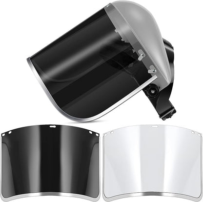 Amylove Safety Tinted Face Shield for Grind and Cutting Lightweight Protective Masks with Clear Replacement Guard Mask(Classic Style,Gray, Black, Clear,2 Pcs)
