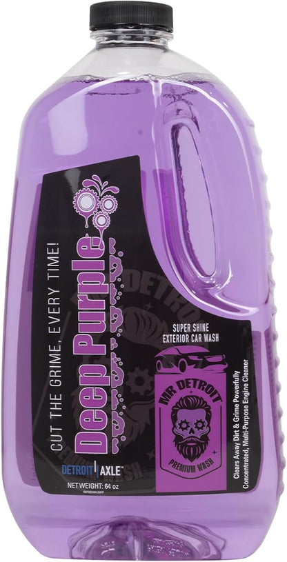 Mr. Detroit - 2pc Deep Purple Degreaser 64oz Container and Dilution Bottle, Heavy-duty All-purpose Cleaner for Engines, Tires & More, Professional Strength Formula, Breaks Down Grease, Oil & Grime