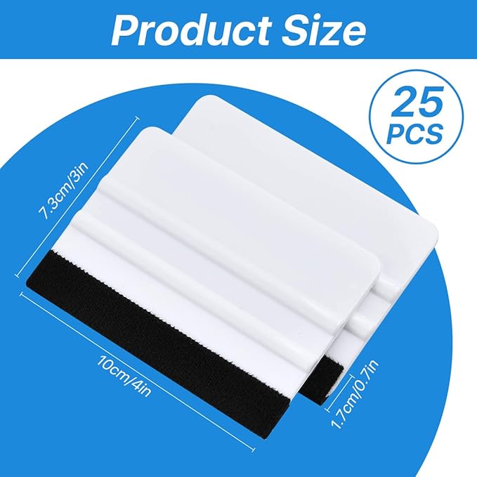25 PCS Vinyl Squeegee, Plastic Felt Edge Squeegee, 4'' Vinyl Wrap Squeegee, Window Tint Squeegees for Car Wrap, Car Automotive Sticker Window Tint Wallpaper Decal Sticker