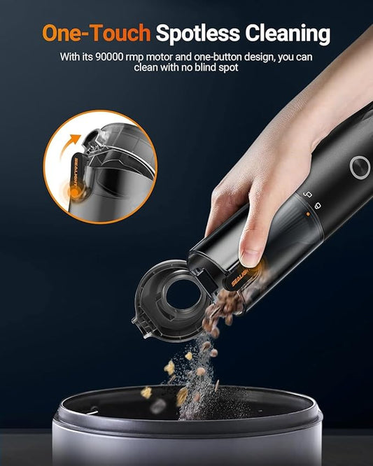 SEALIGHT Handheld Car Vacuum Cleaner, 4 in 1 Mini Vacuum Cleaner Air Duster, High Power Suction with Multi-Nozzles for Car, Home, Office, Pet (Grey)