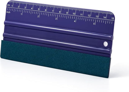 FOSHO Purple Felt Squeegee Vinyl Wrap Tool, Built-in Ruler 6"x3" Scratch-Free Vinyl Scraper for Sticker, Decal, Craft and Wallpaper Application Window Tint Tool