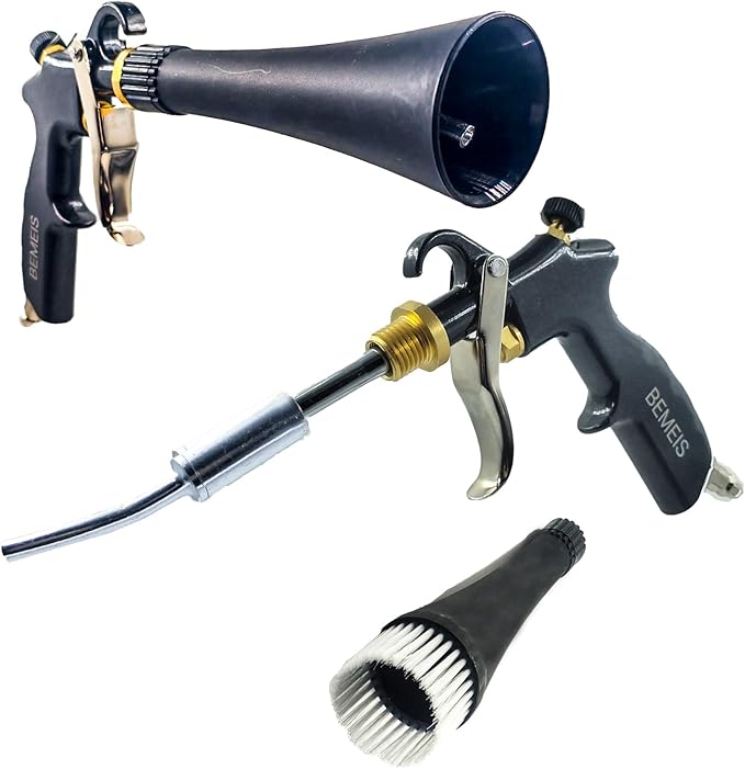 BEMEIS Air Blow Gun with Brass Adjustable Air Flow Nozzle,Cleaning Gun Quickly Blasts Dirt and Dust from Surface Works with Air Compressor(Upgrade Aluminium Rotate Tube) (Detail Blowing Gun), Black