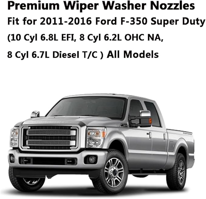 BC3Z-17603-A Premium Wiper Washer Nozzles Fit for Ford Super Duty F250-F550 2011 2012 2013 2014 2015 2016 | Windshield Washer Fluid Jet Nozzle | Easy to Install | 2 Pack, Ref BC3Z17603A Dual Spray