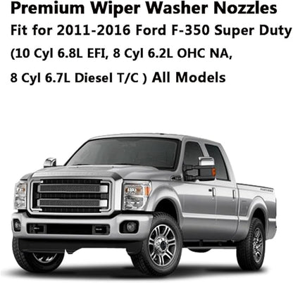 BC3Z-17603-A Premium Wiper Washer Nozzles Fit for Ford Super Duty F250-F550 2011 2012 2013 2014 2015 2016 | Windshield Washer Fluid Jet Nozzle | Easy to Install | 2 Pack, Ref BC3Z17603A Dual Spray