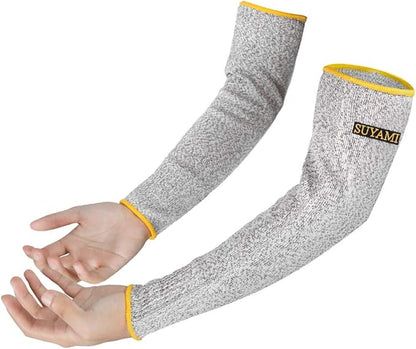 SUYAMI Arm Protection Sleeves, Cut Resistant Sleeves Level 5 Protection, Slash Resistant Anti Abrasion Safety Arm Guards (B-without thumb hole, one size)