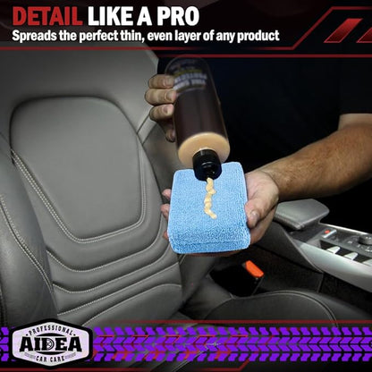 AIDEA Microfiber Applicator Pad-8Pack, Car Wash Sponge, Premium Microfiber Sponge and Cleaning Pads, Perfect for Effortless Wax, Sealant, and Conditioner Application - Blue