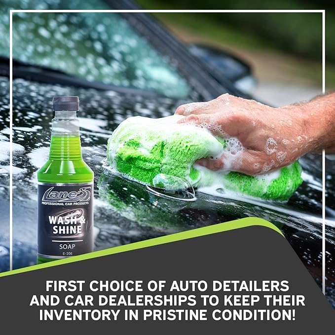 LANE'S Wash & Wax - Best Car Wash Soap, Wax Components Provides Layer of Protection to Car’s Paint, High Foaming, Deep Cleaning Concentrated Formula, Mirror High-Gloss Shine 32oz