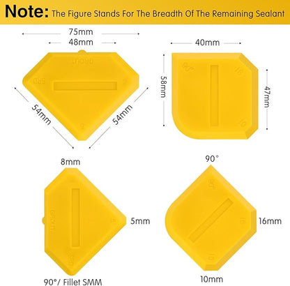 Outus 2 Pieces Caulking Tool Set Silicone Sealant Grout Tool for Kitchen Bathroom Floor Sealant Sealing(Yellow)