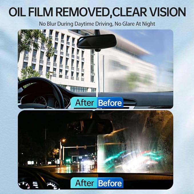 Glodway Car Glass Windshield Cleaner,Oil film Remover, Streak-Free Shine on Windows, Windshields, and Mirrors, Ammonia Free, for Auto and Home,4.58 OZ,3 Pack