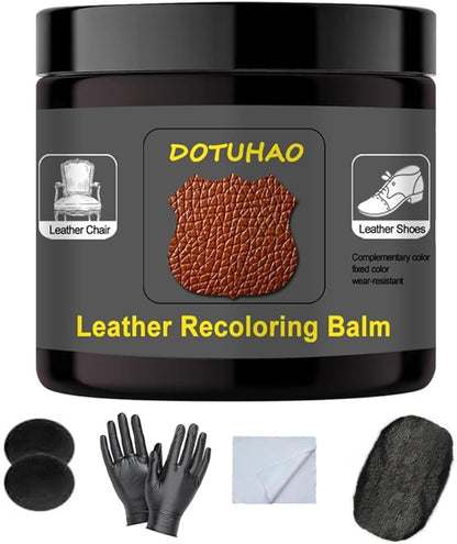 DOTUHAO Leather Recoloring Balm, Brown Leather Scratch Repair, Leather Dye,Leather Paint,Leather Restorer for Shoes, Sofa,Purse Handbags,Couch, Car Seat,Coat and Jacket (Brown)