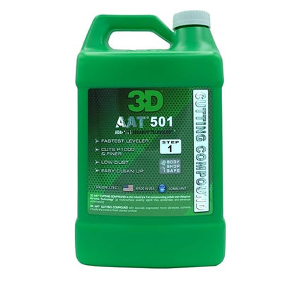 3D AAT 501 Cutting Compound – Pro-Level P1000 Grit Remover | Body Shop Safe, Adaptive Abrasives, Low Dust, High Gloss Finish | Paint Correction | USA Made - 1 Gallon