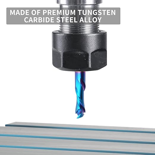 EANOSIC Spiral Router Bits Up Down Compression Bit 1/2 inch Cutting Diameter with Nano Blue Coated, 1/2 inch Shank Solid Carbide CNC End Mill for Wood Carving Engraver Milling Cutters (Extra Long 4”)