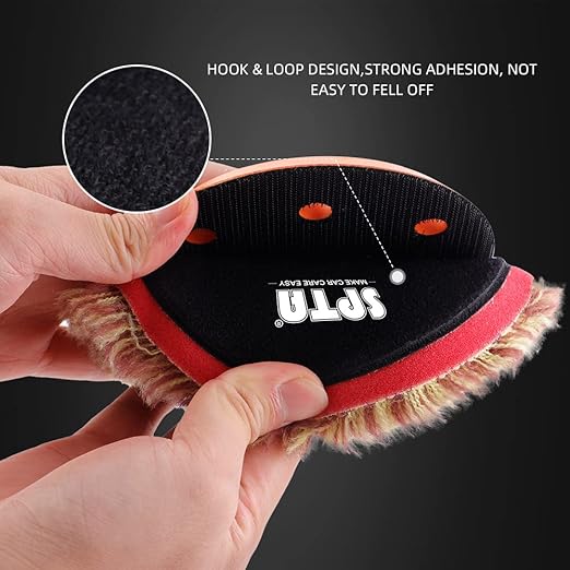 SPTA Wool Polishing Pads, 2Pcs 6 Inch (150mm) Wool Cutting Pad, Long Hair Wool Buffing and Polishing Pad Set, Wool Buffing Wheel for Heavy Cut for 6 Inch Car Polisher Polishing, Buffing and Cutting