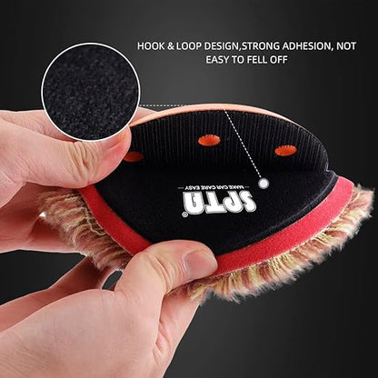 SPTA Wool Polishing Pads, 2Pcs 6 Inch (150mm) Wool Cutting Pad, Long Hair Wool Buffing and Polishing Pad Set, Wool Buffing Wheel for Heavy Cut for 6 Inch Car Polisher Polishing, Buffing and Cutting
