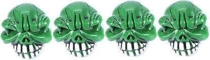 Abfer Skull Valve Caps Fun Wheel Tire Air Stem Dust Cover Cap Auto Decoration Accessories Fit Most Vehicle Car Truck Bike Motorcycle (Green)