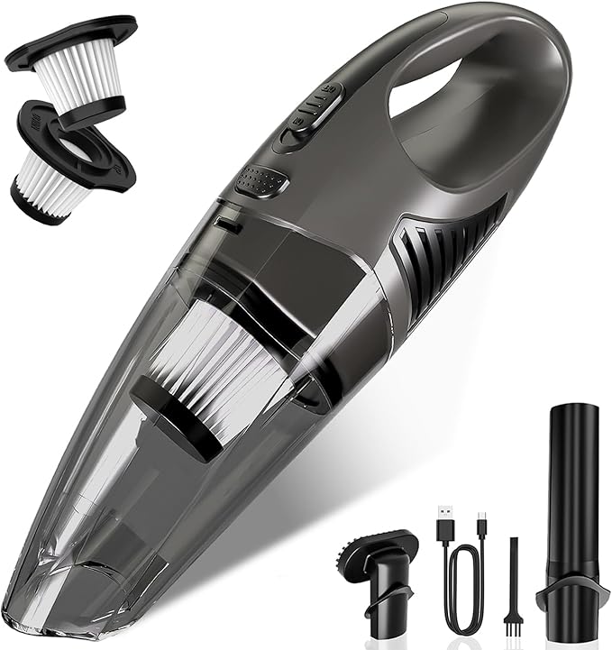 Jeagfen Handheld Vacuum Cordless, 11KPA Strong Suction & 25 Mins Runtime Brushless Motor, Rechargeable Car Vacuum Cleaner with 2 HEPA Filter/Multi-Accessories/Lightweight, for Home/Car/Office Cleaning
