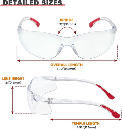 24 Pack Clear Safety Glasses, Protective Eyewear UV Protection & ANSI Z87.1, Safety Goggles Scratch & Impact Resistant Eye Protection for Men & Women - Ideal for Construction, Shooting, Lab Work