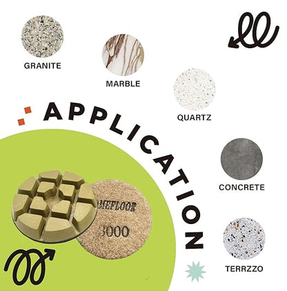 Concrete Floor Polishing Pucks Diamond Resin Disc for Terrazzo, Marble, Granite Floor, 3 Inch Hook and Loop Polishing Pad,3000# 9PCS