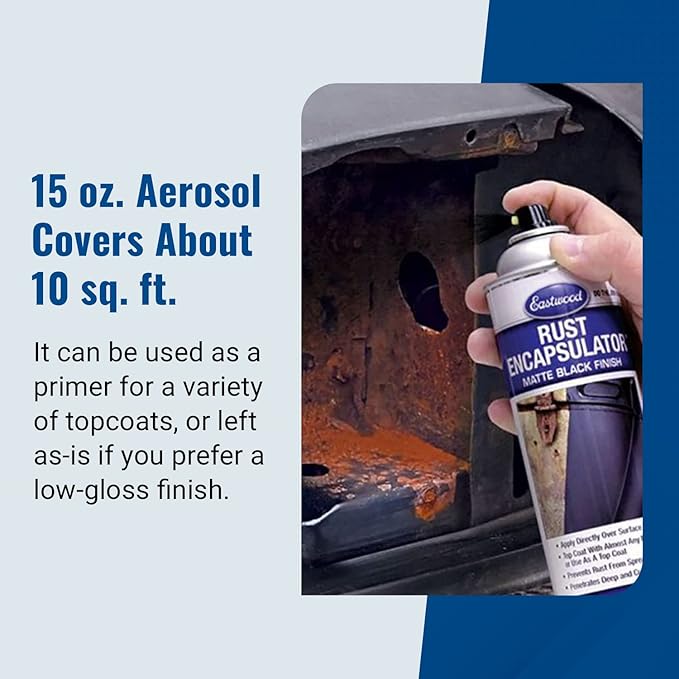 Eastwood Rust Encapsulator Aerosol | Quick Drying with UV Resistance and Heat Resistance up to 400 Degrees Fahrenheit | 15 Oz, Black