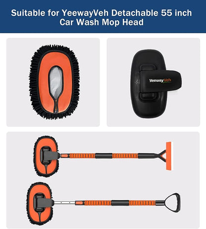 YeewayVeh Car Wash Brush Replacement Cover, Soft Microfiber Car Wash Mop Head Compatible with 55" Long Handle Car Wash Brush and 15° Curved Pole Car Wash Mop, Orange
