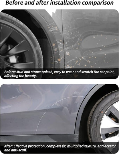 Clear Paint Protective Film Shields, 8 Mil Thick Pre-Cut PPF, Lower Front Door Bra Decal Compatible With Tesla Model Y (Clear Rear Door Film 2 Pcs)