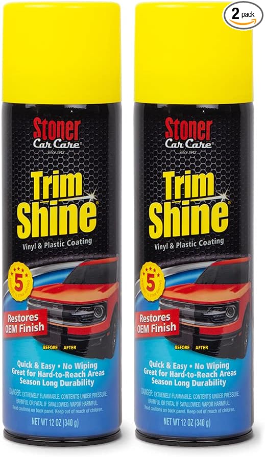 Stoner Car Care 91034-2PK Trim Shine – Vinyl and Plastic Protectant Coating for Interior and Exterior Automotive Detailing, Quick Auto Trim Restorer, Fast-Drying No Sling Formula – 12 oz (Pack of 2)