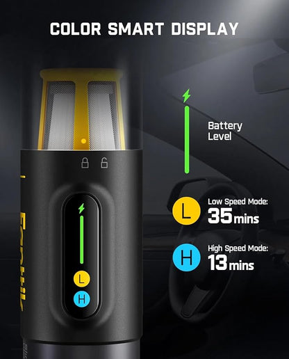 Fanttik Slim V10 Mix Cordless Car Vacuum, 4 in 1 Handheld Air Duster, Color Smart LED Display, 16kPa Suction Power, Cordless Portable Mini Keyboard Vacuum for Car, Office Desk