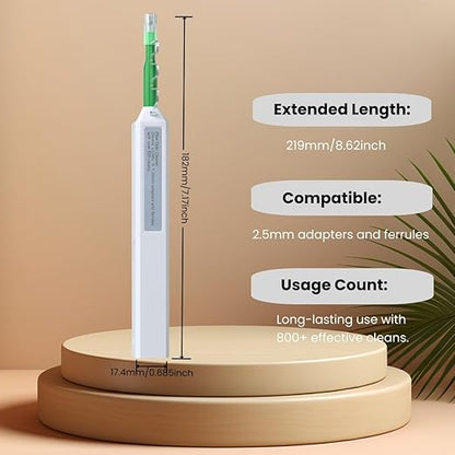 Fiber Optic Connector Cleaning Pen,2PCS Fiber Optic Cleaner Pen for 2.5mm Ferrules SC,FC,ST,SC/APC and FC/APC,800+ Clean Times