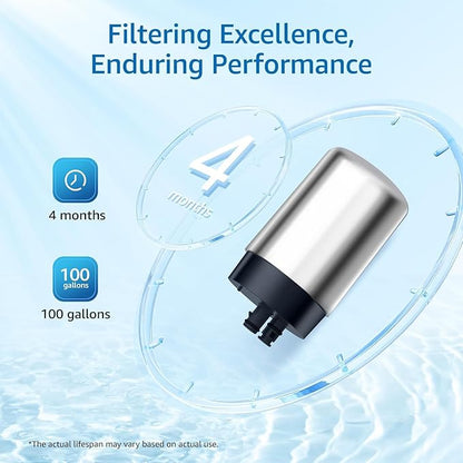 Filterlogic Faucets Filter Cartridge, Replacement for Brita® Filter, Brita® 36311 On Tap Water Filtration System, FR-200, FF-100, 100 Gallons, Chrome (2 Packs)