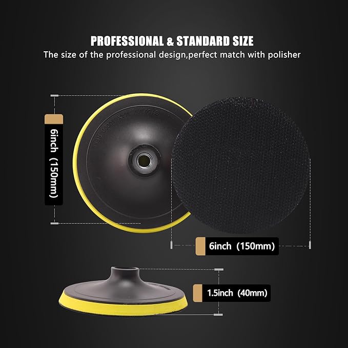 Wool Buffing Polishing Pad, SPTA 6Pcs 6 Inch (150mm) Lambwool Wool polishing Pads with Pad Clean Tool Kit with Hook & Loop 5/8"-11 Thread Drill Adapter for Car Polishing and Buffing -A1055S6M58