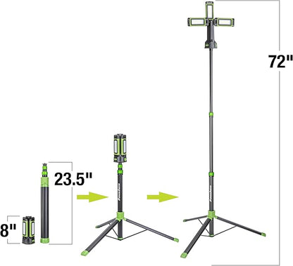 PowerSmith 4500 Lumen Rechargeable Cordless Work Light with Stand, LED Camping Light 72" Tall (PWLR045T)
