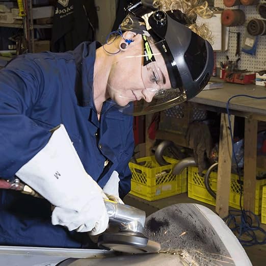 Sellstrom DP4 Face Shield - Lightweight Mask with High Impact Crown & Ratchet Headgear for Work, Grinding, Cutting - ANSI Z87.1 - Anti Fog Polycarbonate Window