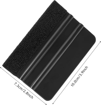 NEWISHTOOL 100 PCS Felt Squeegee for Vinyl - Flexible Plastic Squeegee with Fabric Felt for Vinyl Wrap Application, Bubble Removal, Sign Making, Graphic Decal Installing & Car Wrapping Scraper Tool