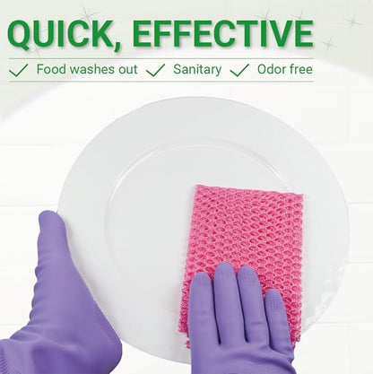 Basic Dish Wash Net (10Pcs) - All Purpose, Non-Scratch, Heavy Duty Dish Scrubbers for Cleaning Dishes, Pots and Pans Color Pink (Pink 10 Pcs)