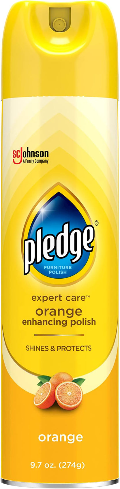 Pledge Enhancing Polish, Wood & Furniture Spray, Orange Scent, 9.7oz