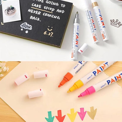 BEMLP Permanent Marker Pen Colorful Waterproof Metal Oilly Fill Paint For School DIY Tyre Tire Tread CD Metal Paint Markers Tire pen 12 Colors for Scuba gear