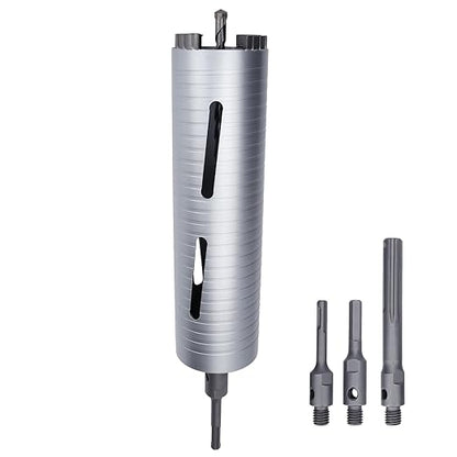 3 inch Diamond Dry Core Drill Bit, 10" Drilling Depth, 5/8"-11 Thread Core Drill Bit for Concrete Masonry Brick Block, Includes 3 Adapters SDS Plus, SDS Max and Hex (3 inch)