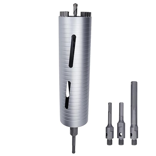 3 inch Diamond Dry Core Drill Bit, 10" Drilling Depth, 5/8"-11 Thread Core Drill Bit for Concrete Masonry Brick Block, Includes 3 Adapters SDS Plus, SDS Max and Hex (3 inch)
