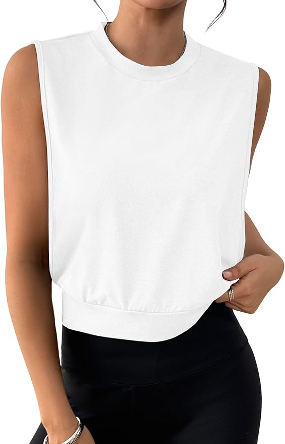 SOFIA'S CHOICE Women Workout Crop Tank Tops Cropped Sleeveless Muscle Shirt Gym Yoga Running