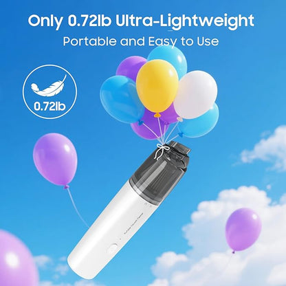 A9life Handheld Vacuum Cordless, Car Vacuum Cleaner Portable with HEPA Filter, 2 Suction Modes, Mini Hand Held Vacuum Rechargeable for Car, Home, Pet Hair, Office, Desk, Keyboards (White)