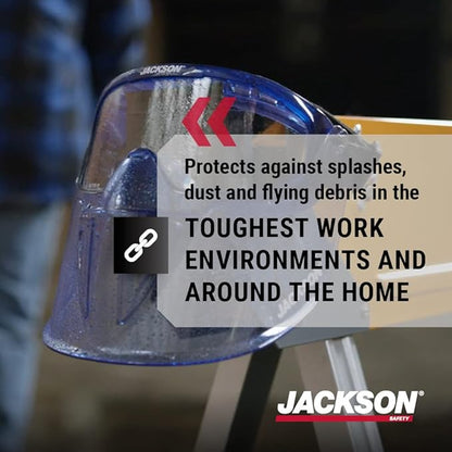Jackson Safety 21000 - Safety Goggle - Gpl500 Premium Series - Clear Lens - Anti-fog - With Flip-up Detachable Face Shield - Blue Body