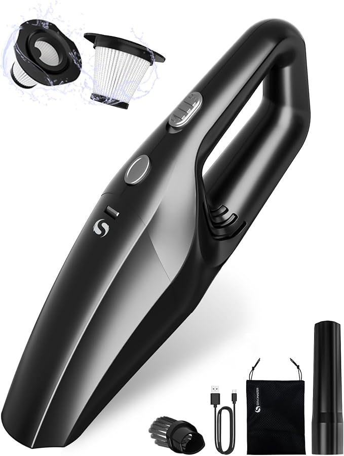 SERVOMASTER Handheld Vacuum Cordless, Car Vacuums Powerful with Rechargeable Battery, Portable Hand Held Vacuum Cordless with Washable HEPA Filter, Mini Vacuums Kit for Men and Women