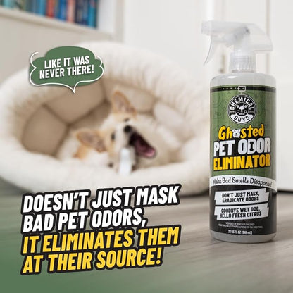 Chemical Guys Ghosted Pet Odor Eliminator 32 Oz Pet Smell Neutralizer For Car Interior, Carpet, Upholstery, Fabric Seats, Home, Furniture, Citrus Scent Spray Cleaner