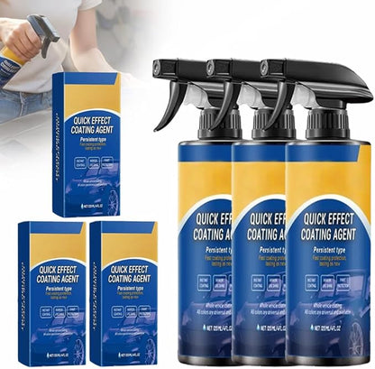 Car Coating Spray, Quick Effect Ceramic Wax Polish, All-in-One Waterless Wash & Scratch Repair Spray, Removes Oil Film, Enhances Gloss & Hydrophobic Protection, 250ml x 3 Pack