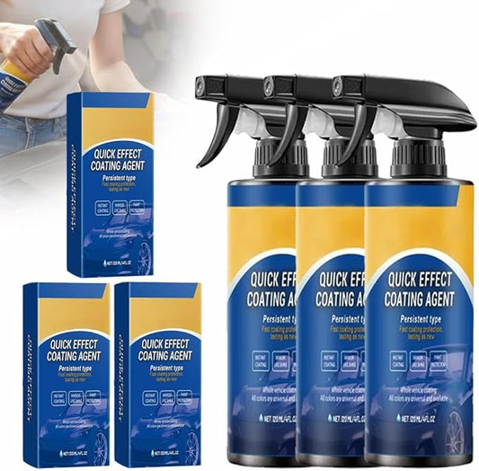 Car Coating Spray, Quick Effect Ceramic Wax Polish, All-in-One Waterless Wash & Scratch Repair Spray, Removes Oil Film, Enhances Gloss & Hydrophobic Protection, 250ml x 3 Pack